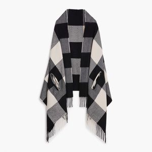 J. CREW BLACK PLAID SHAWL W/ ARM HOLES